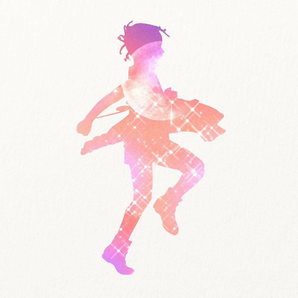 Dancing girl silhouette clipart, aesthetic design