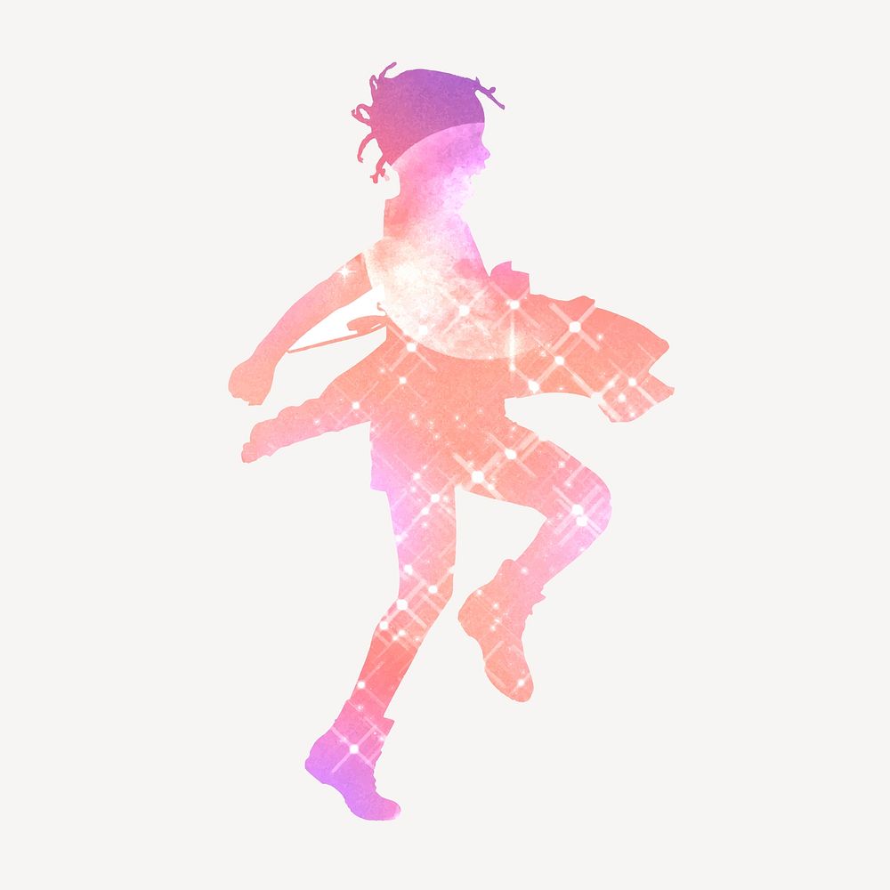Dancing girl silhouette clipart, aesthetic design vector