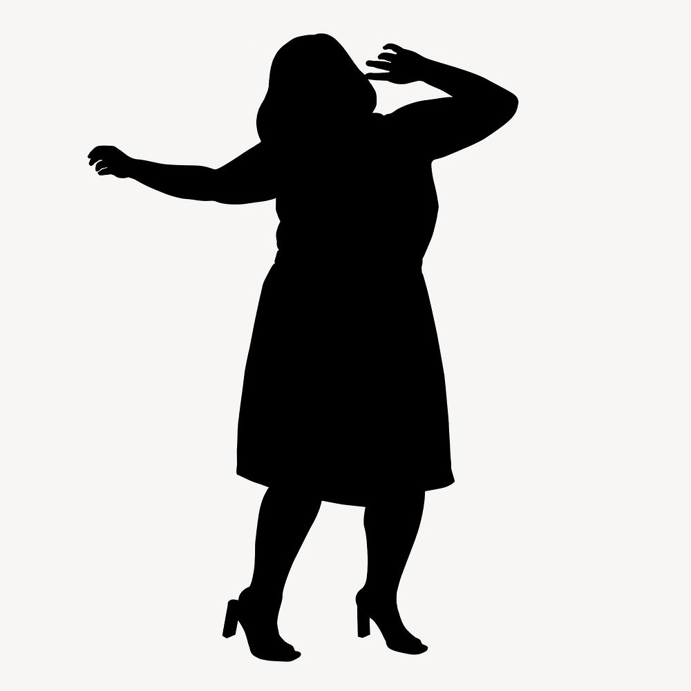 Plus size woman silhouette clipart, self-confidence concept 
