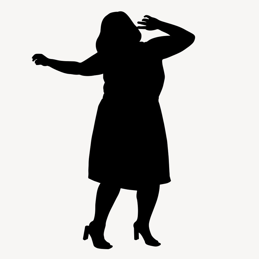 Plus size woman silhouette clipart, self-confidence concept vector