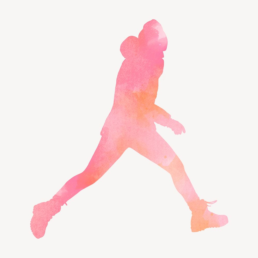 Watercolor man walking silhouette, wellness illustration