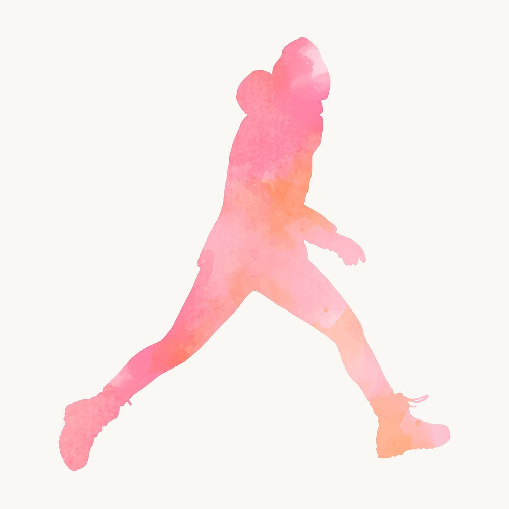 Watercolor man walking silhouette, wellness illustration vector
