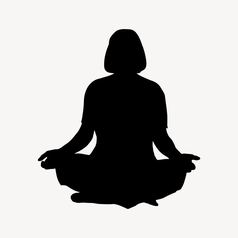 Lotus yoga pose silhouette, woman illustration in black design psd