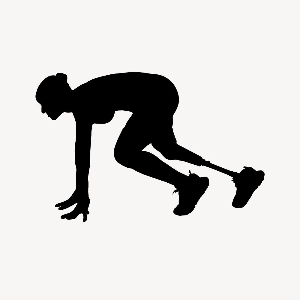 Woman amputee athlete silhouette, paralympics sport illustration