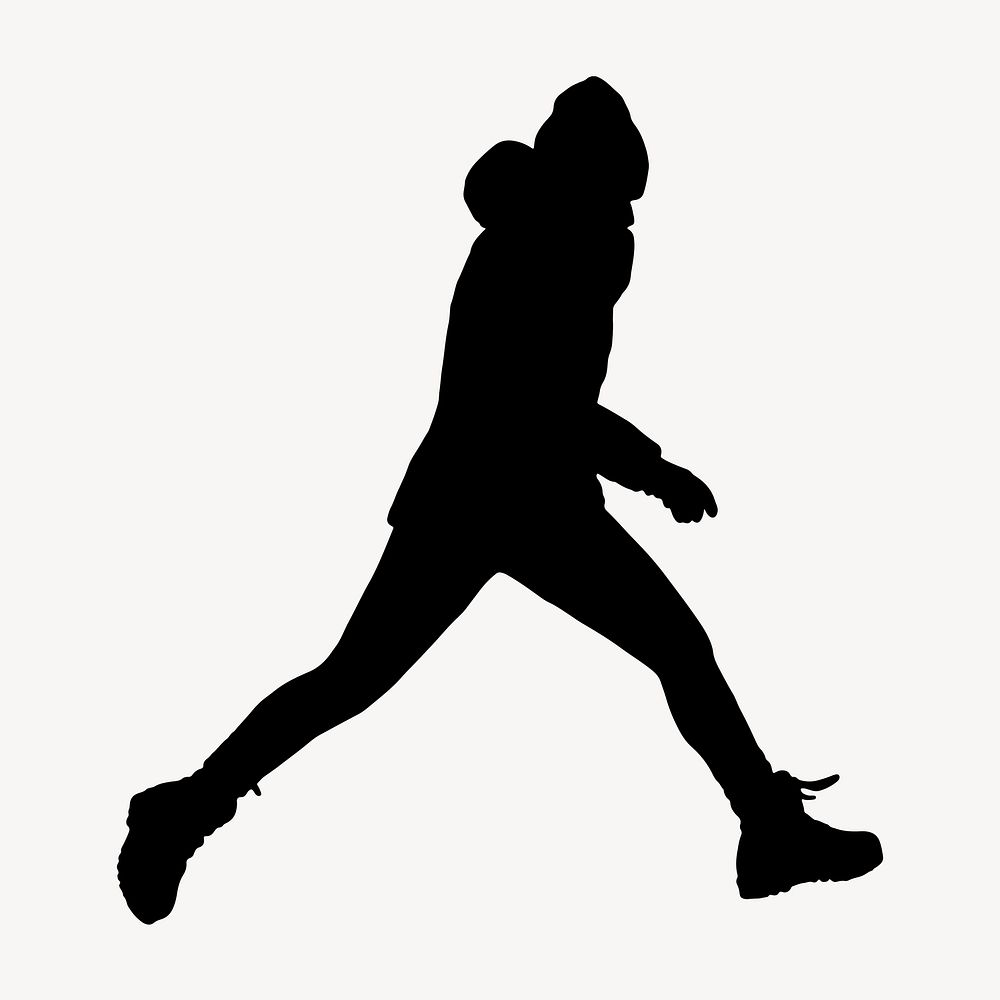 Man jumping, black silhouette graphic 