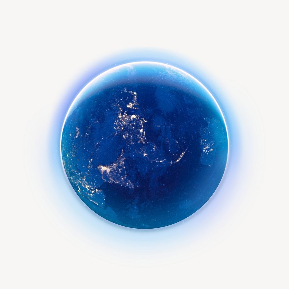 Glowing planet Earth, environment graphic psd