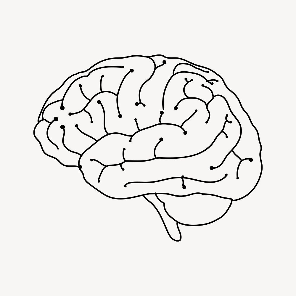 Digital brain element, neuroscience & technology vector