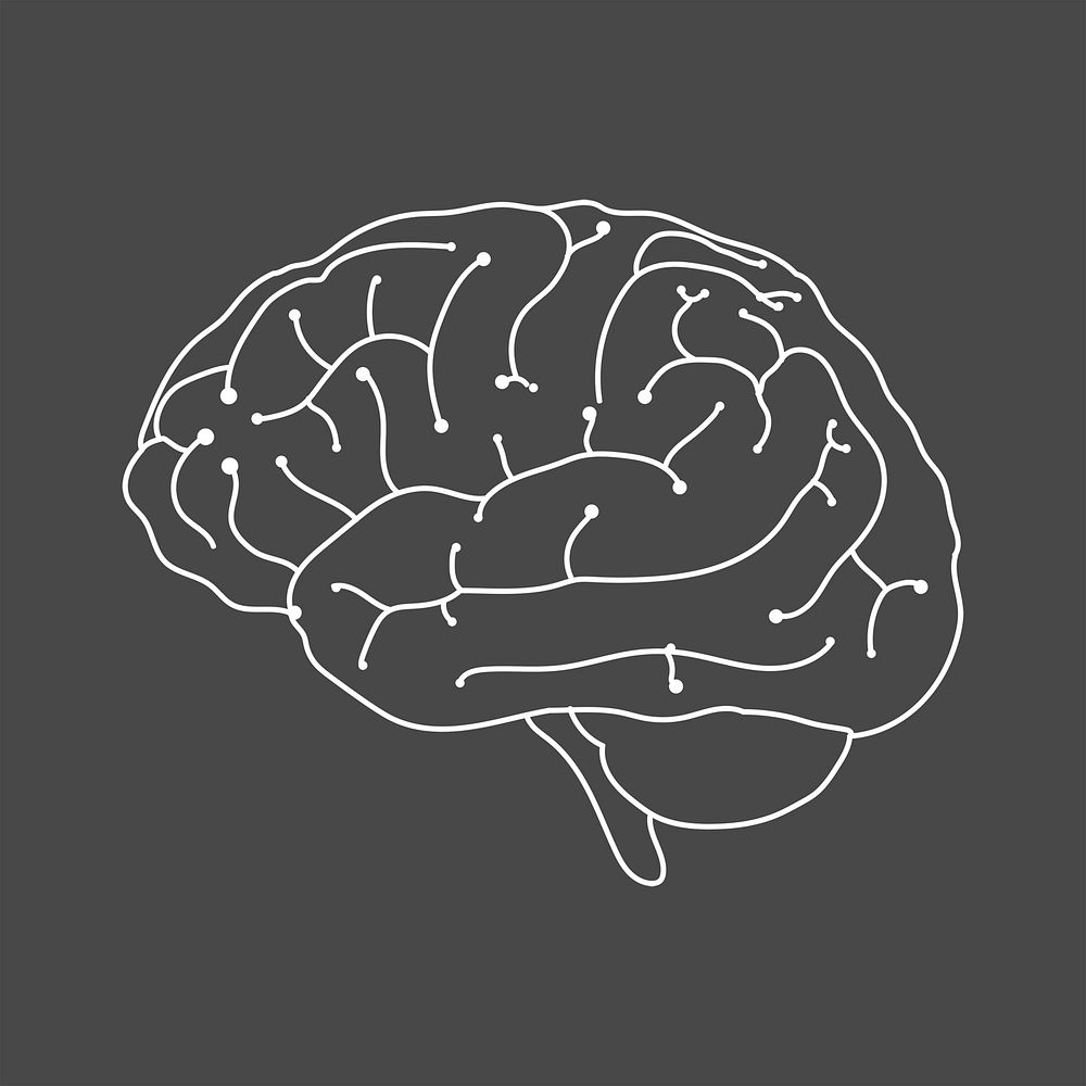 Digital brain element, neuroscience & technology vector