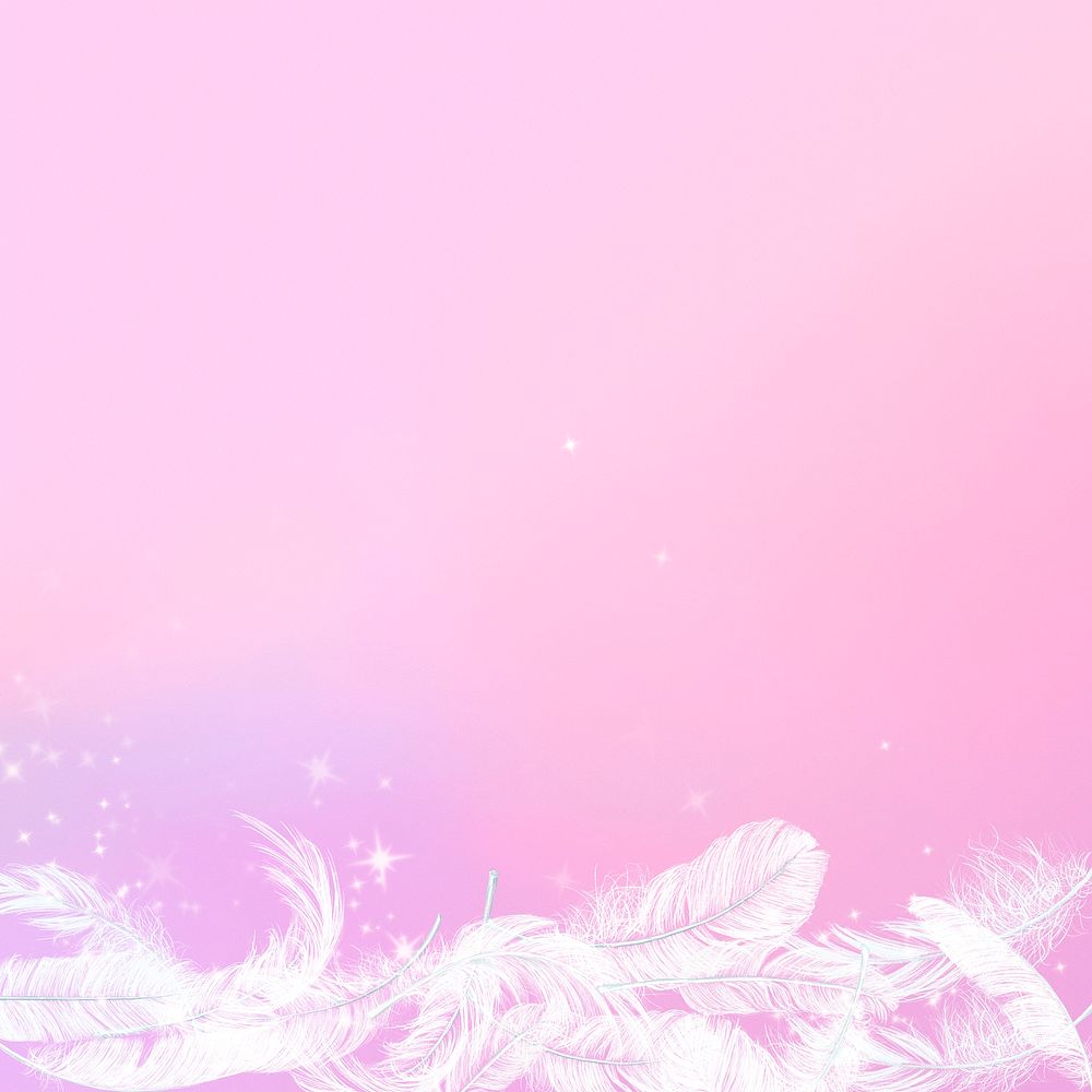 Aesthetic feather pink background border