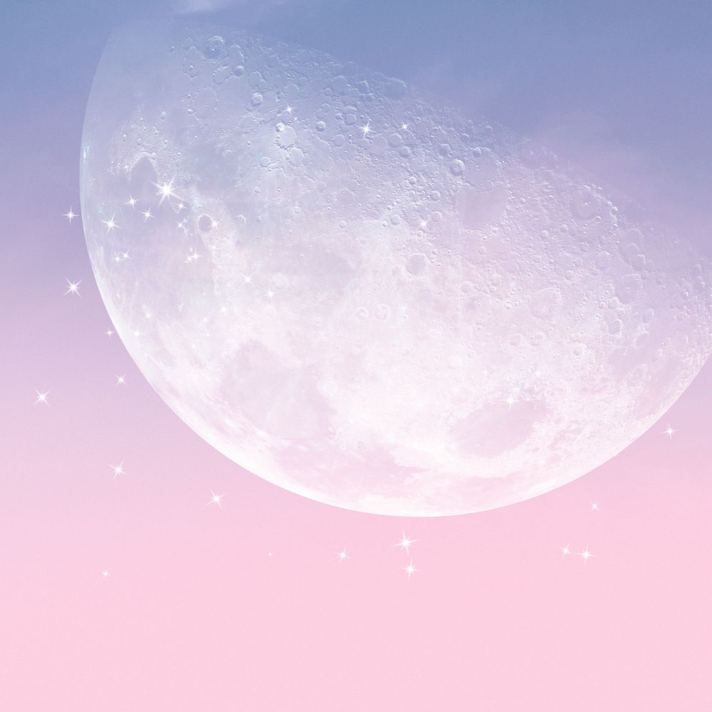 Aesthetic moon pink background psd