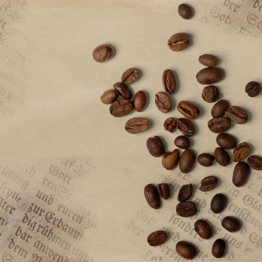 Coffee beans background, vintage newspaper