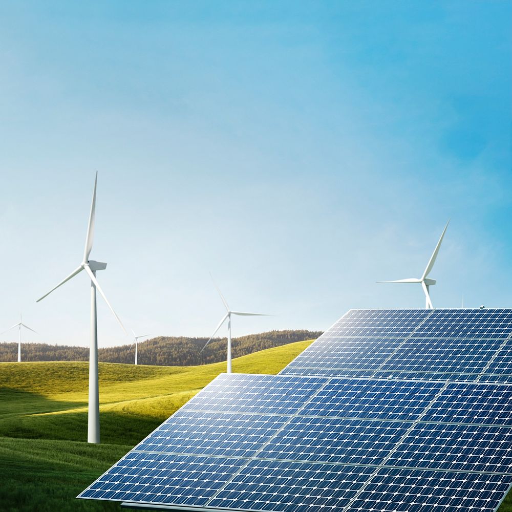 Clean energy, solar panels & wind turbines