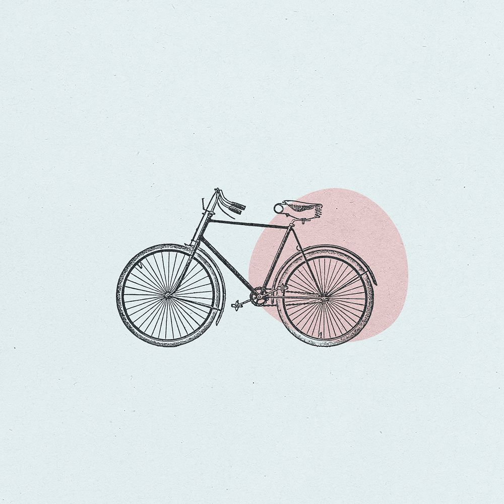 Vintage two wheel bicycle engraving illustration