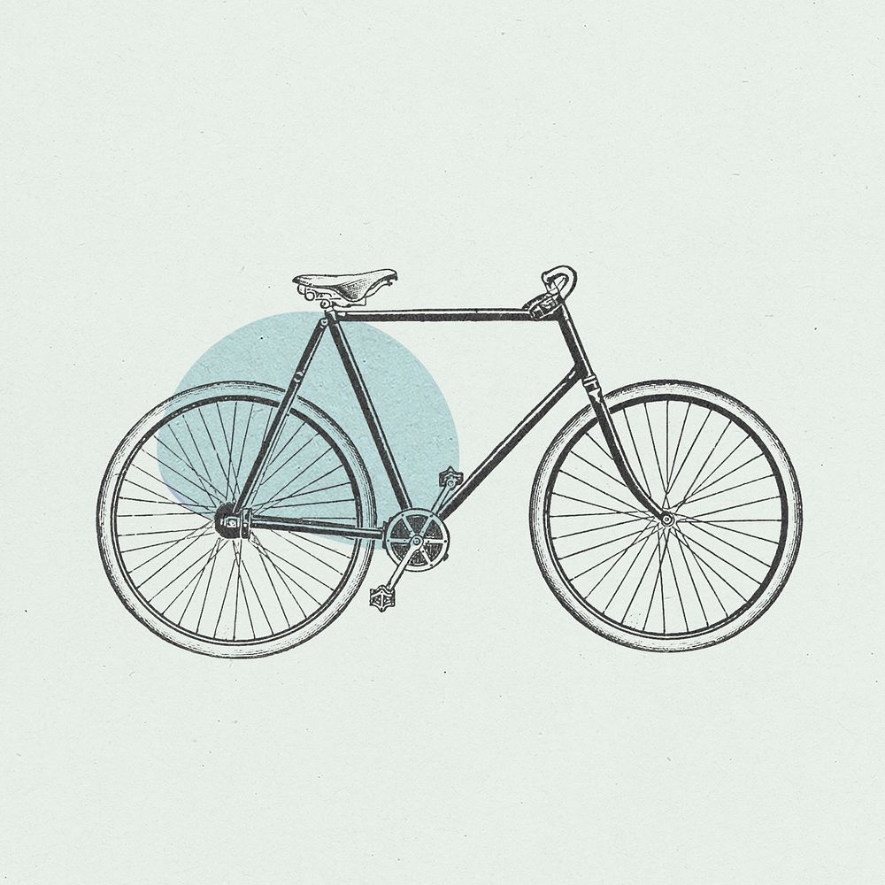 Vintage two wheel bicycle engraving illustration