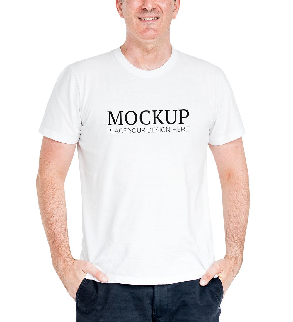 Man in a white tee mockup