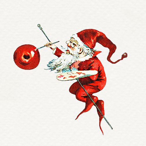 Santa elf painting berry sticker illustration