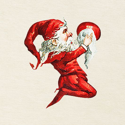 Santa elf wiping berry Christmas sticker illustration