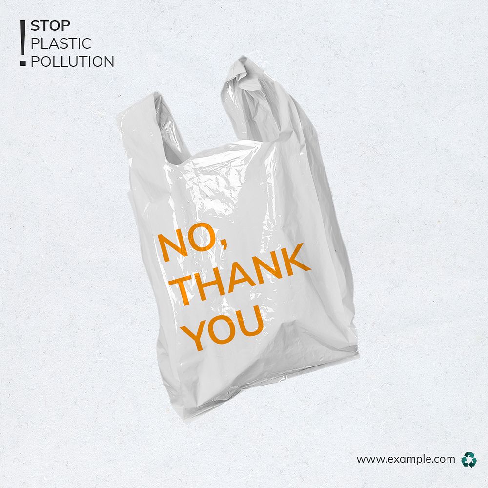 Stop plastic pollution campaign social template illustration