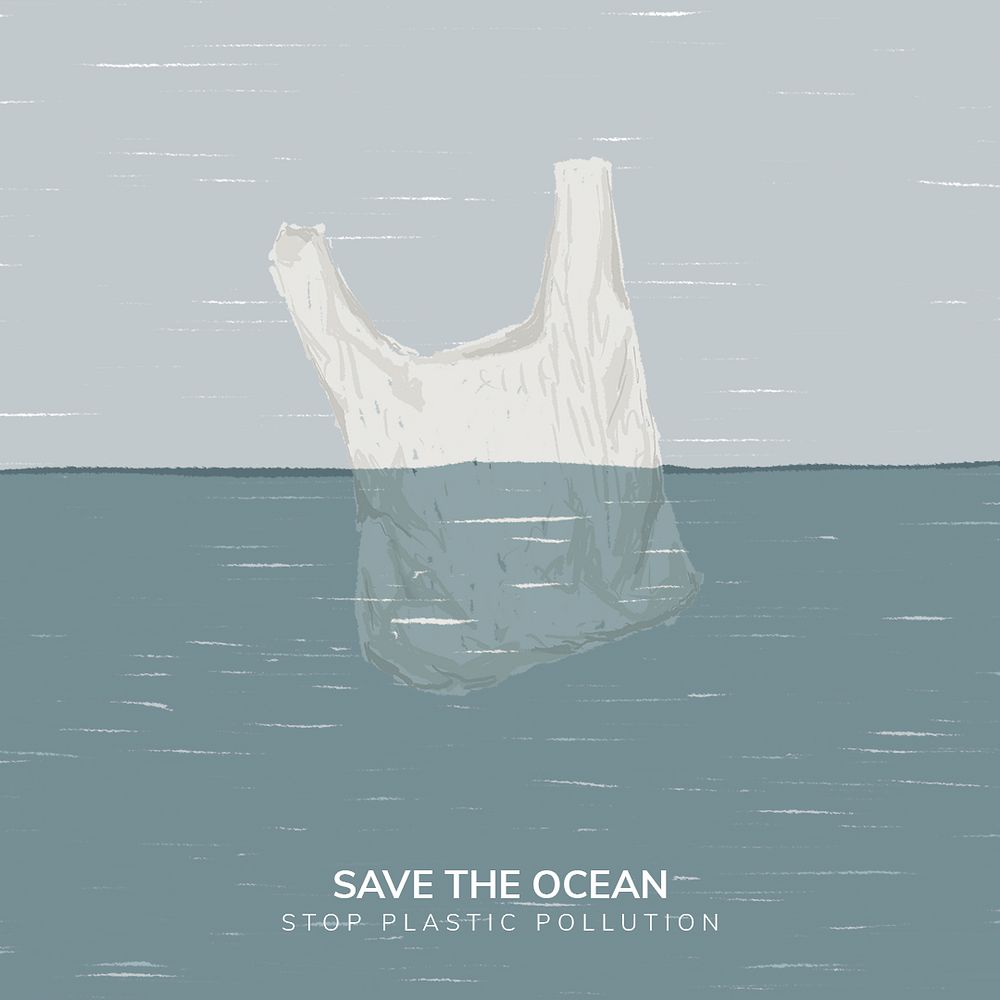 Save the ocean campaign social template illustration
