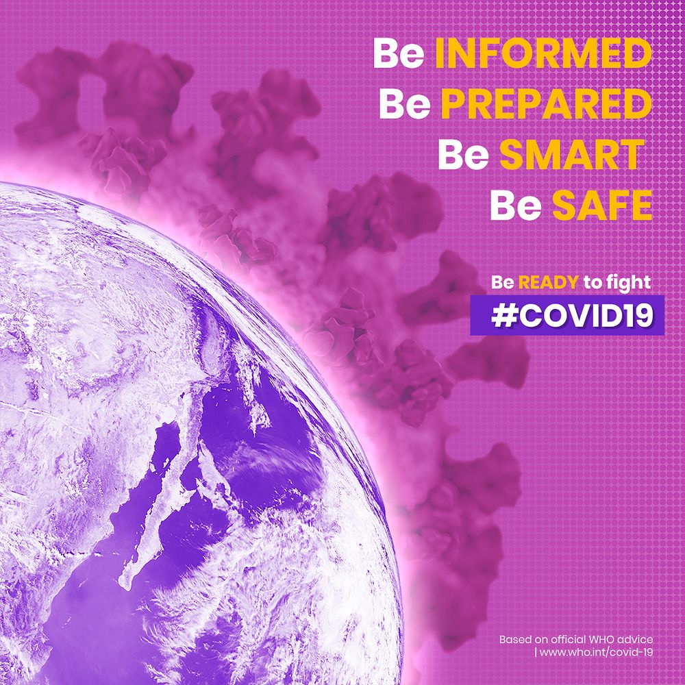 Coronavirus contaminated world and WHO advice on the COVID-19 crisis psd mockup