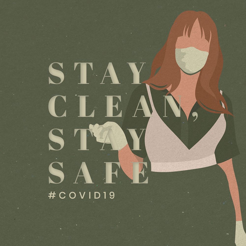 Stay home stay safe during COVID-19 social template illustration