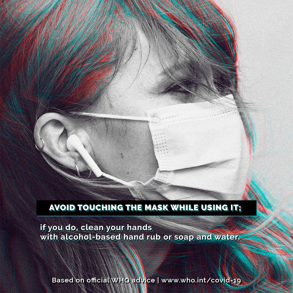 Mask wearing tips during the COVID-19 pandemic by WHO psd mockup social ad
