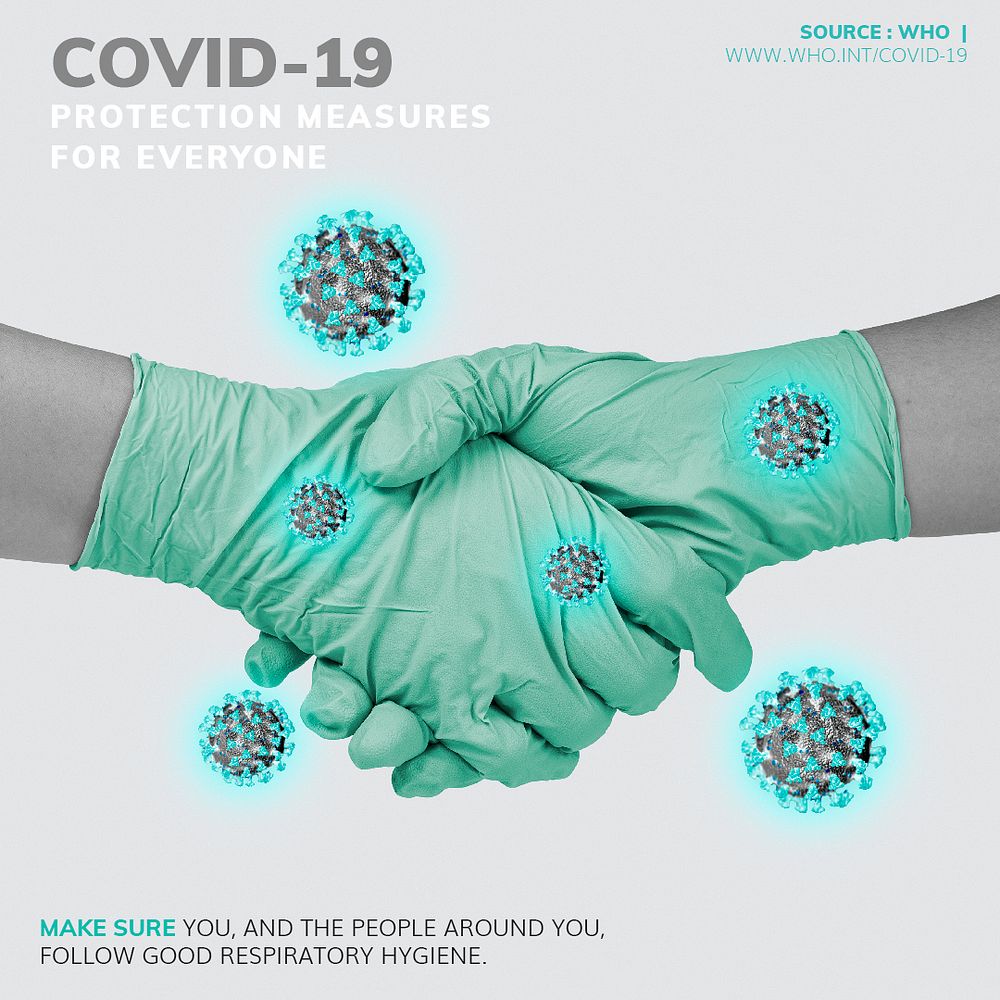 COVID-19 protection measures for everyone template source WHO mockup