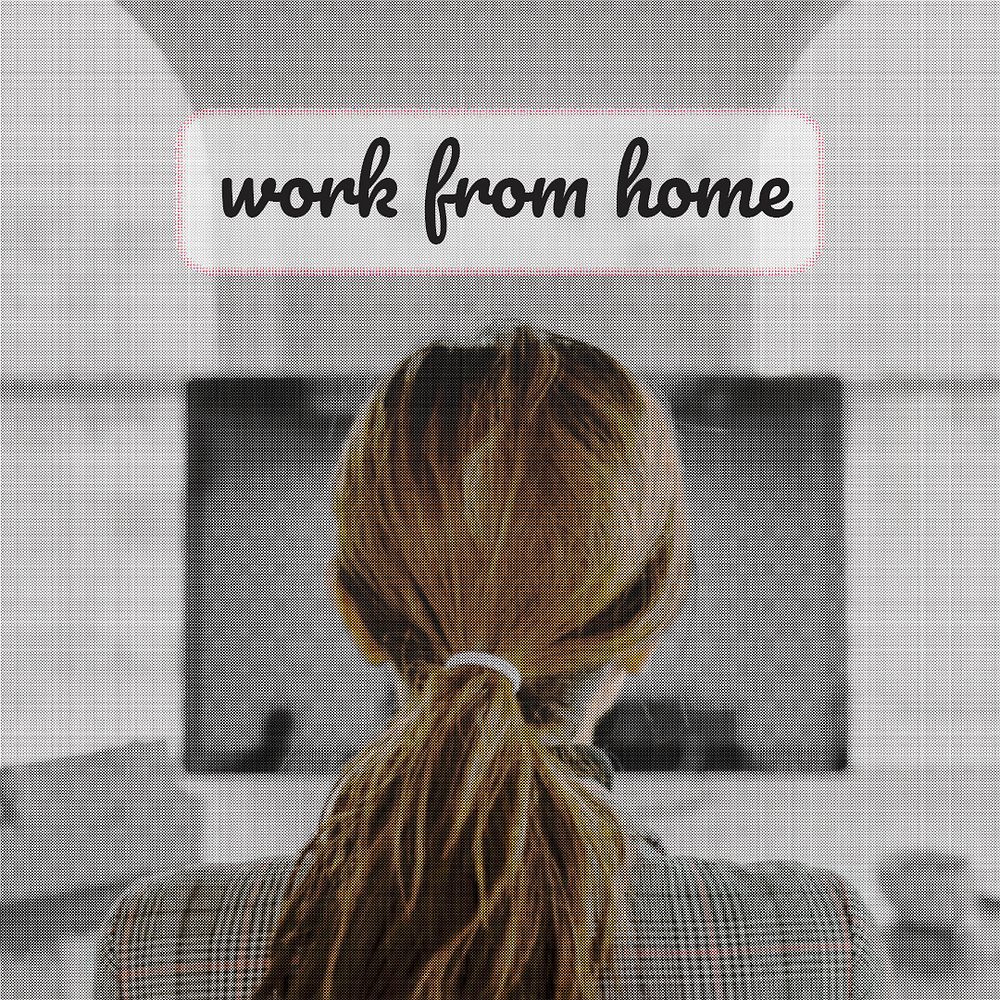 Woman working from home during coronavirus pandemic mockup