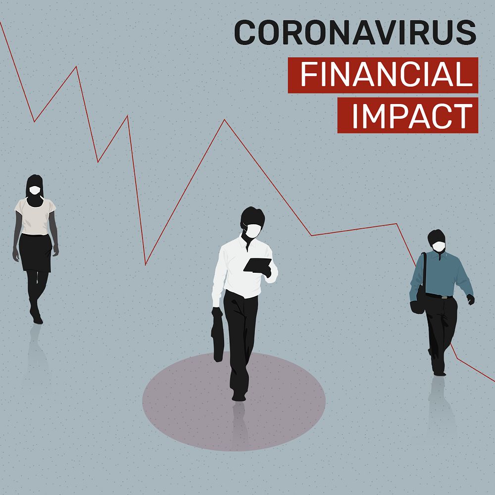 Coronavirus financial impact social banner template mockup