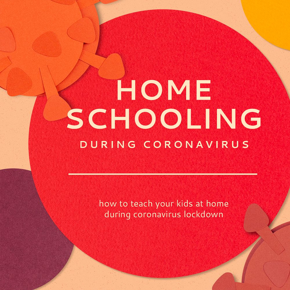 Homeschooling during coronavirus pandemic social banner template mockup
