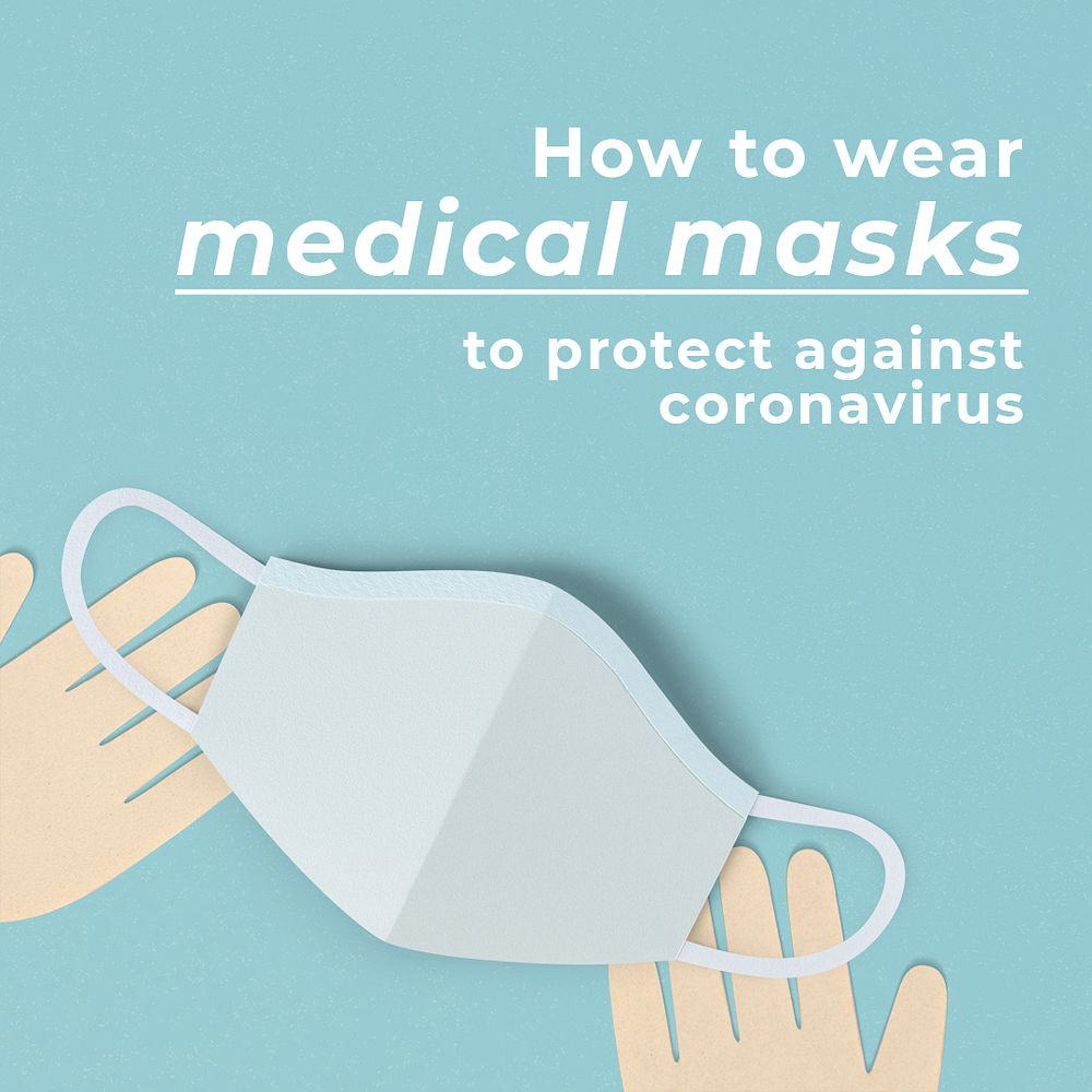 How to wear medical masks to protect against coronavirus social banner template mockup