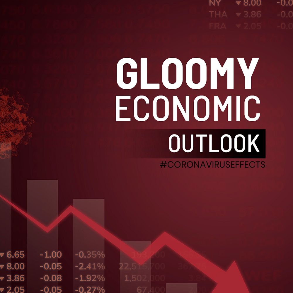 Gloomy economic outlook  due to COVID-19 social banner vector