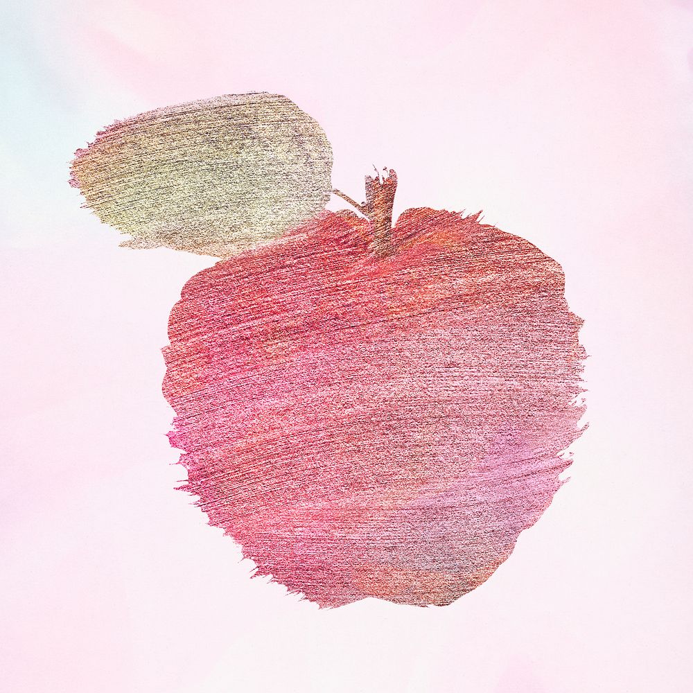 Pink metallic apple illustration design element 