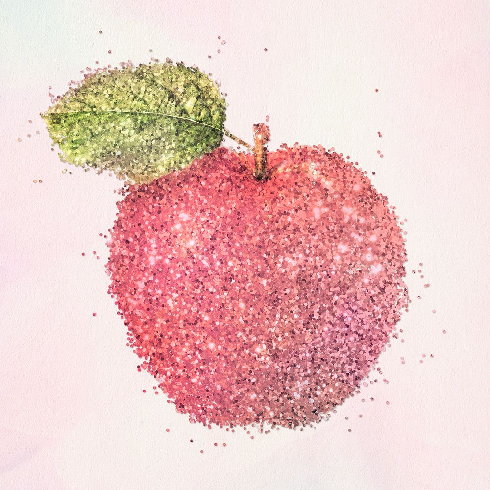 Glittery pink apple illustration 