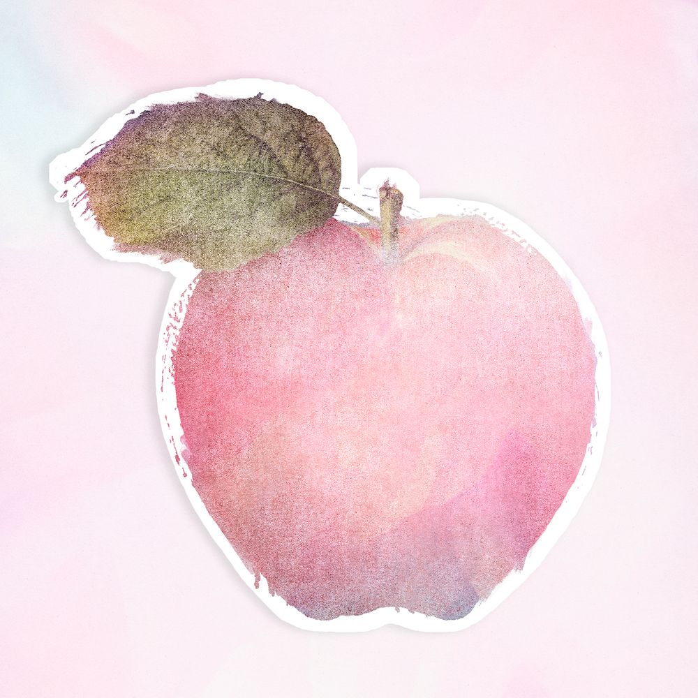 Red apple watercolor style sticker design element illustration