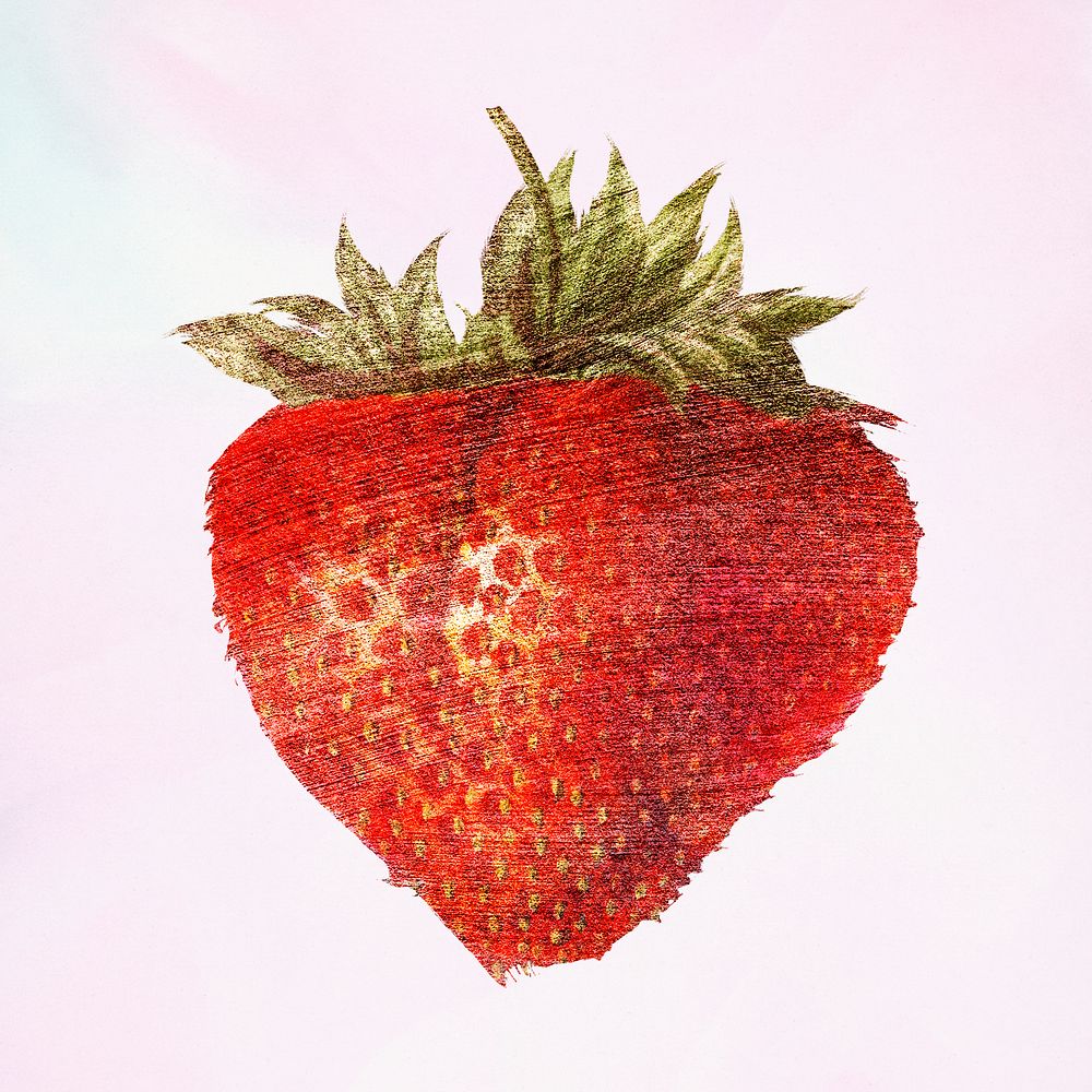 Hand drawn strawberry brush stroke style design resource