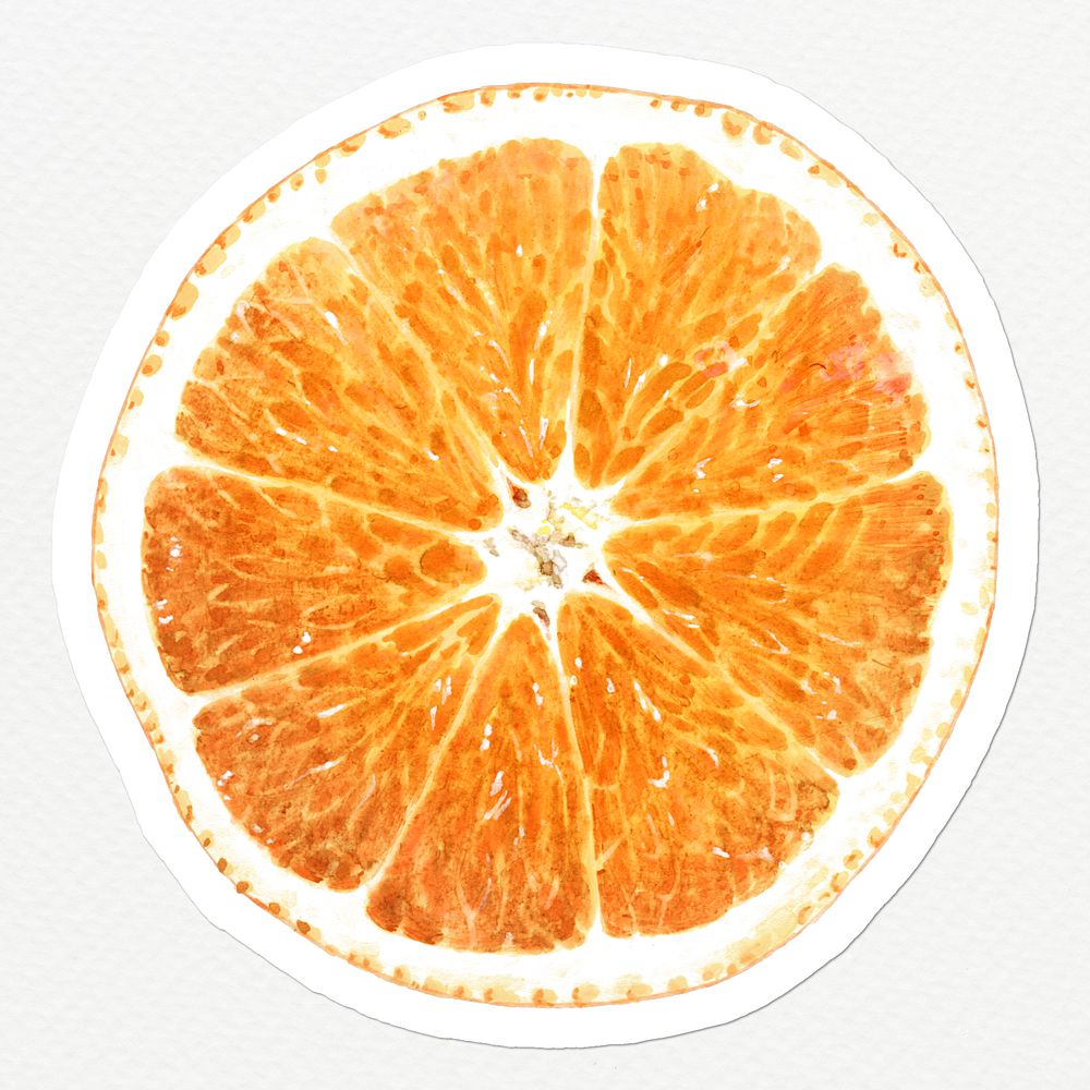 Hand drawn orange sticker overlay with a white border