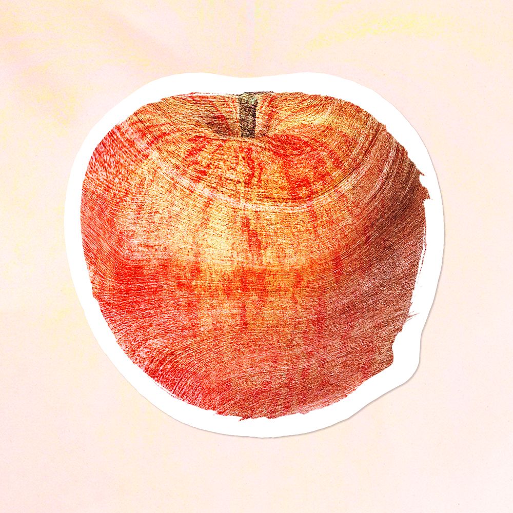 Hand drawn red apple sticker design element