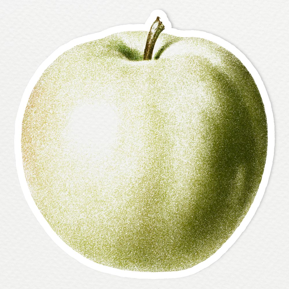 Hand drawn green apple sticker design element