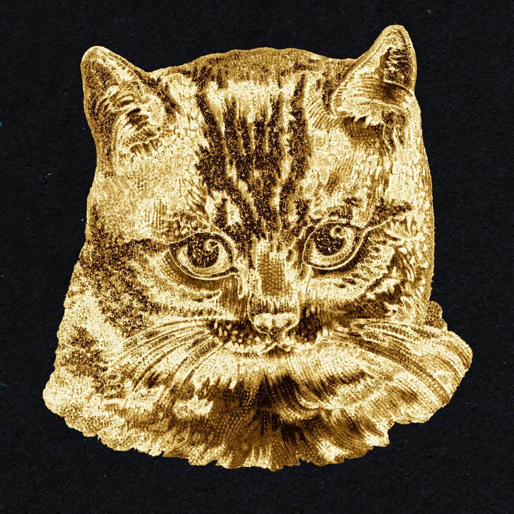 Gold cat sticker design element