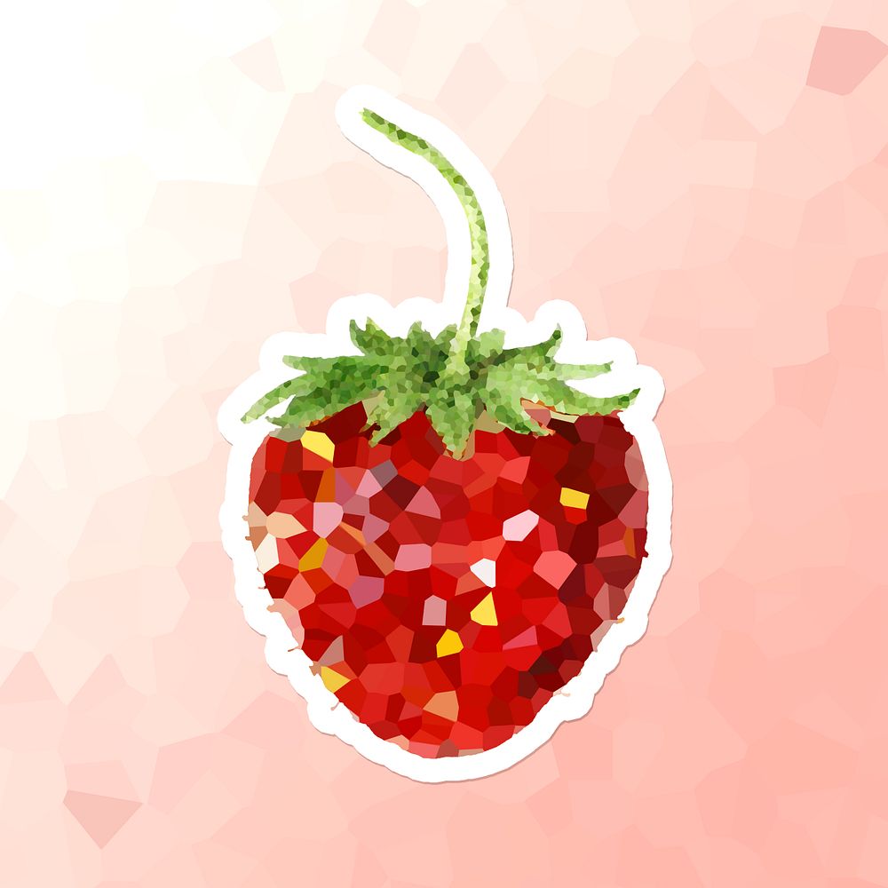 Red strawberry crystallized style sticker illustration