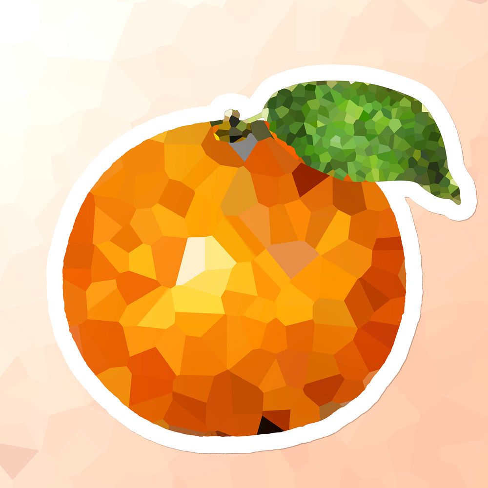 Tangerine orange crystallized style sticker illustration