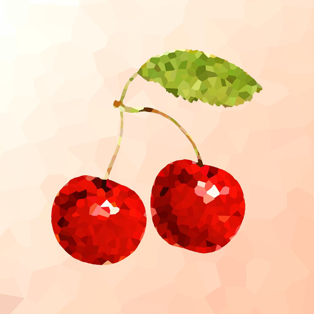 Red cherries crystallized style illustration