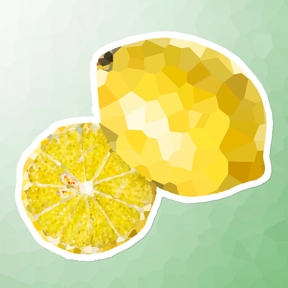 Ripe lemons crystallized style sticker illustration