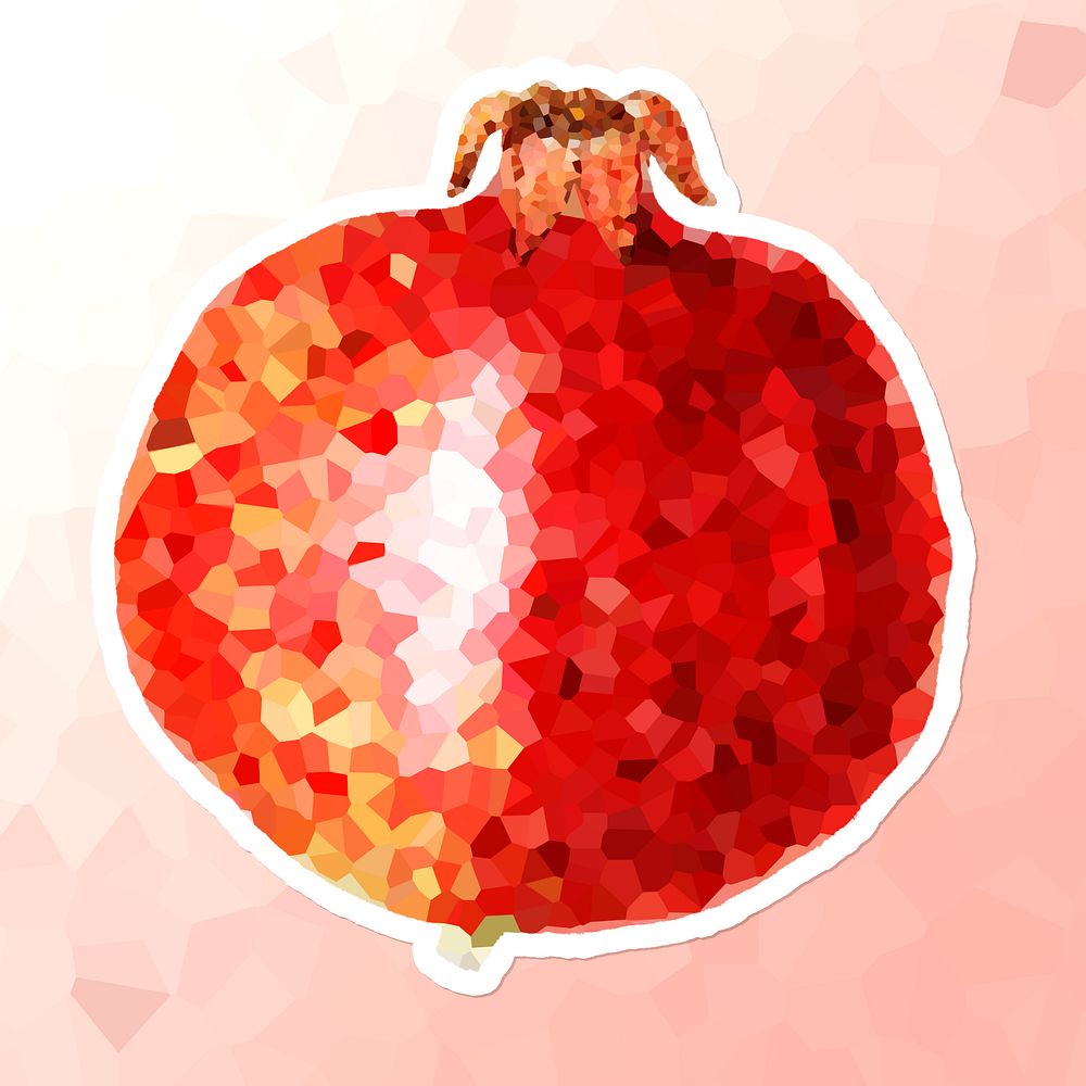 Pomegranate crystallized style sticker illustration