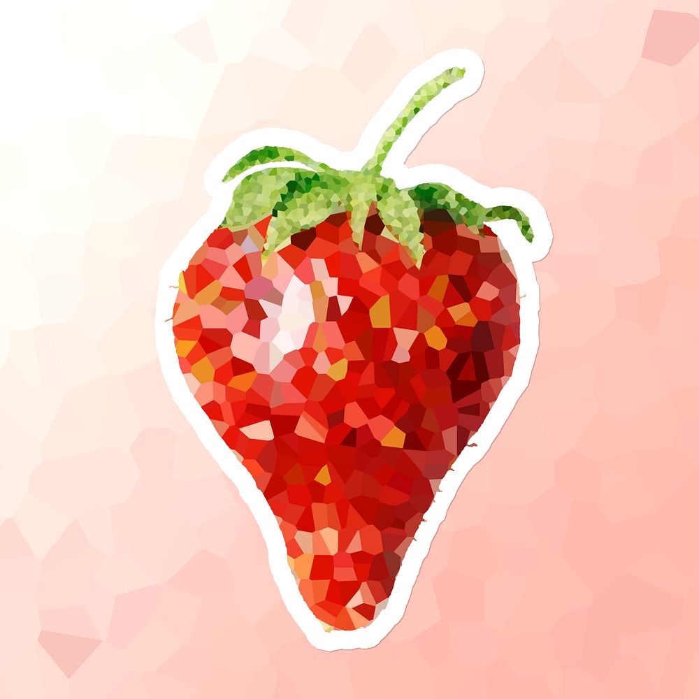 Strawberry crystallized style sticker illustration