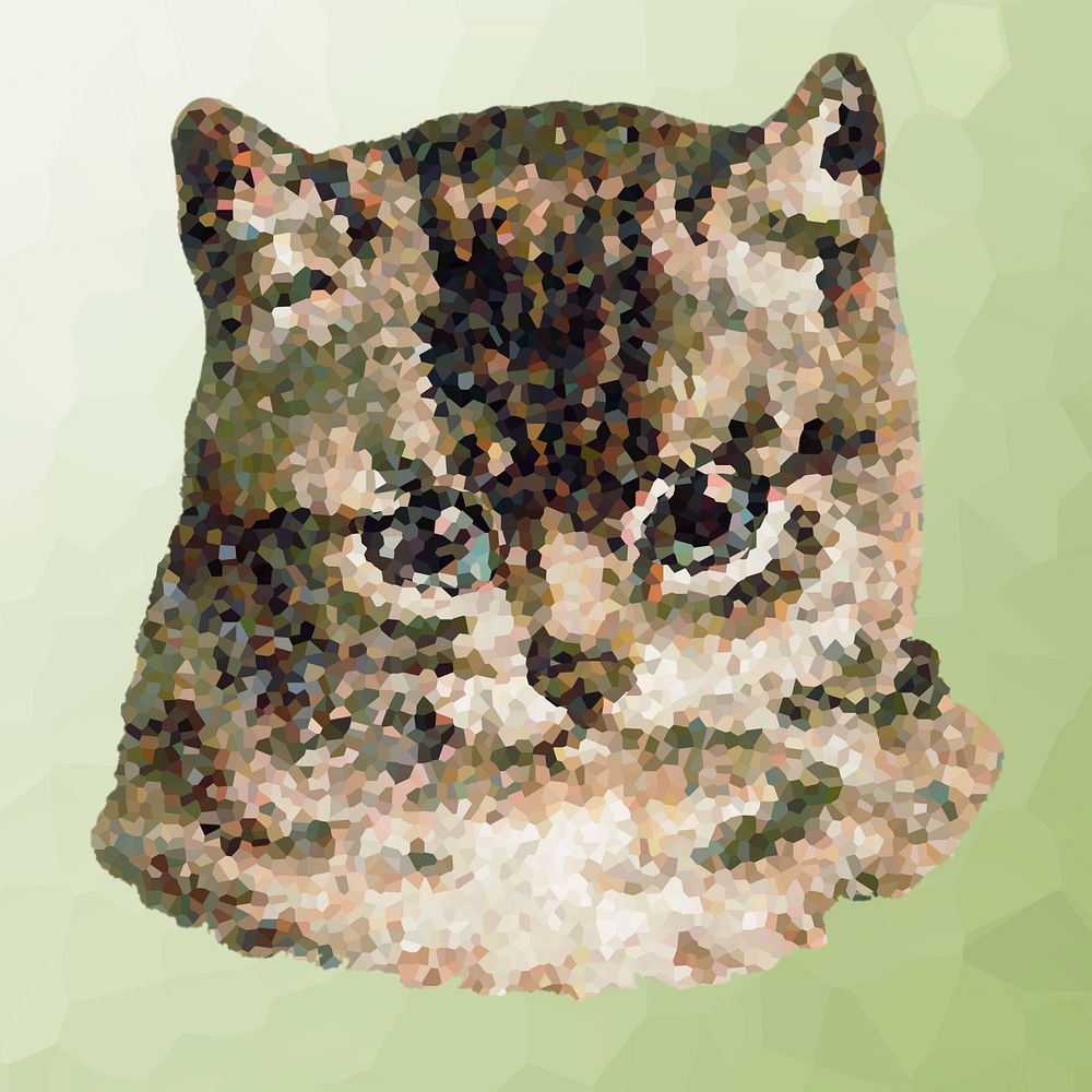 Crystallized style cat illustration design element