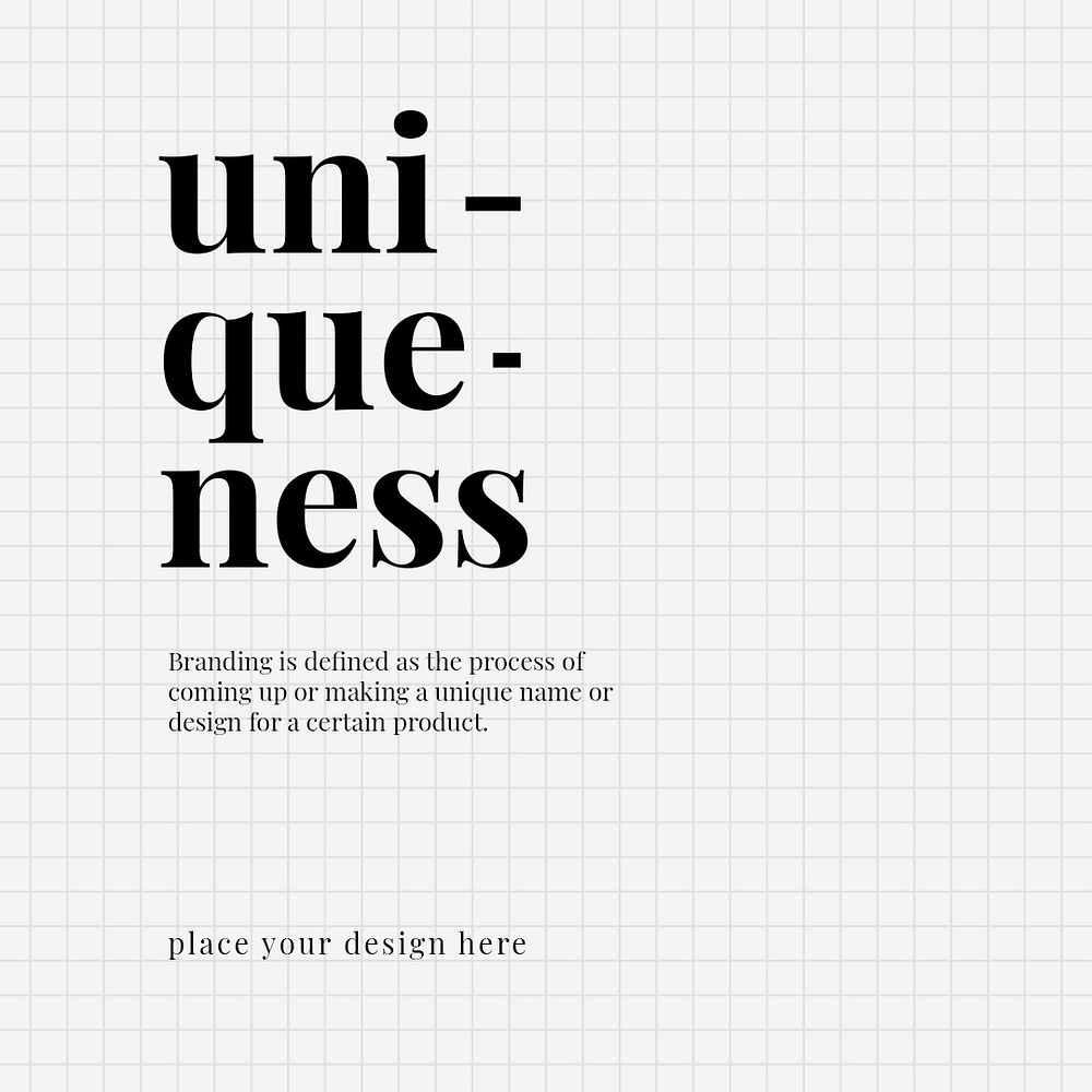 Uniqueness black typography psd design template