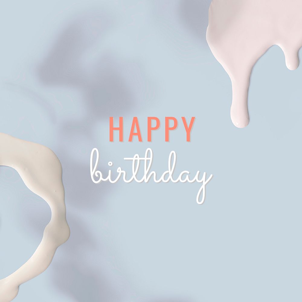 Happy birthday psd pastel modern abstract template