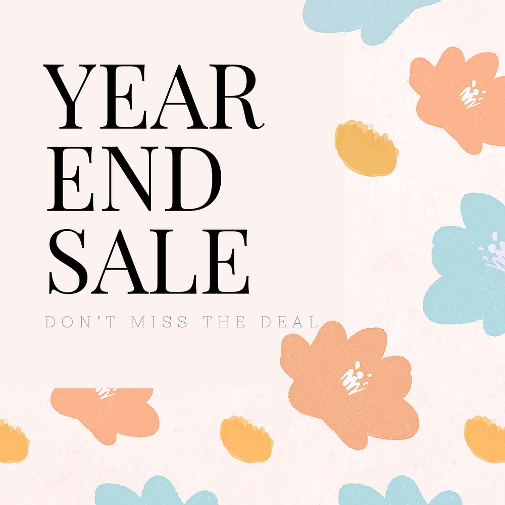 End year sale promotion psd floral background